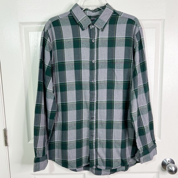 Club Room Plaid Flannel Long Sleeve Button Down Shirt Ivy League Green Sz XL - Picture 2 of 10